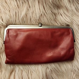 Hobo Lauren red leather double frame wallet